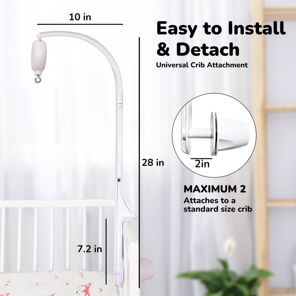 Vlokup nursery scene with mobile demonstrates personalized toy-hanging touch.