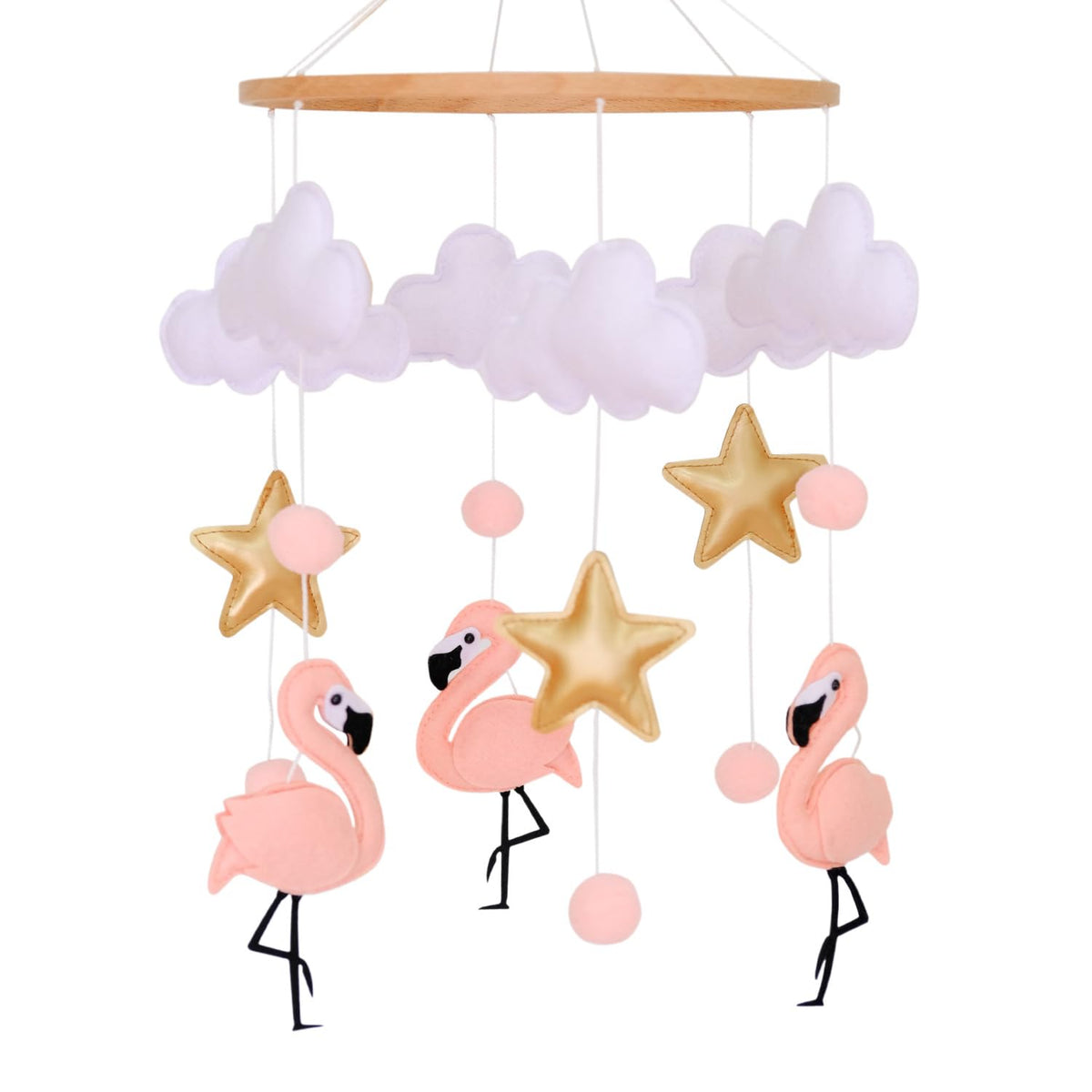 Vlokup pink flamingo baby crib mobile with gentle motion supports visual development