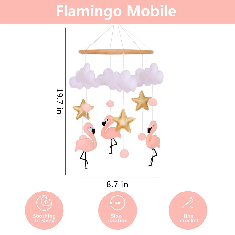 Vlokup pink flamingo nursery mobile for girls enhances decor and playful ambience