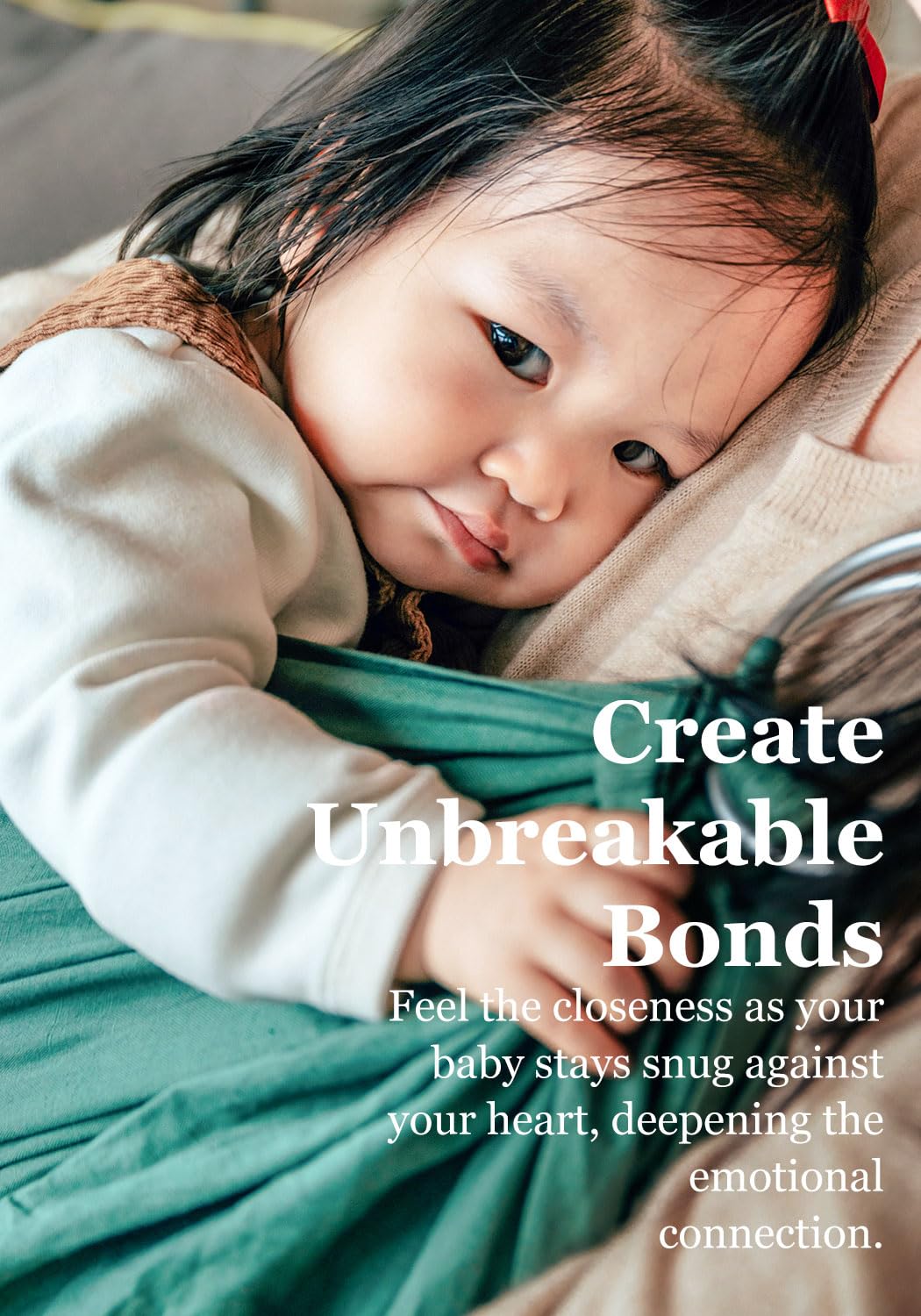 Vlokup ring sling green fabric is soft and breathable for all seasons.