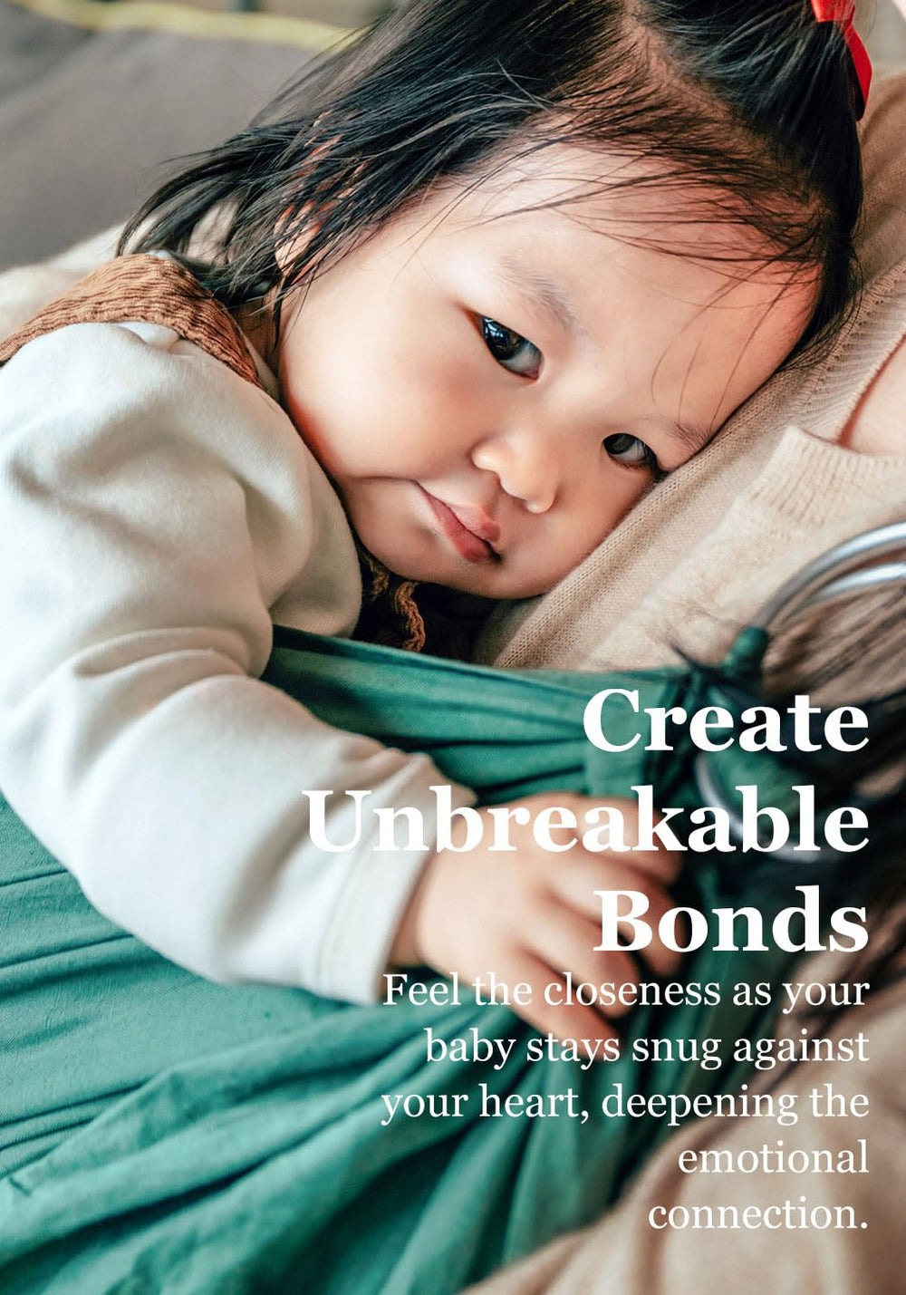 Vlokup ring sling green fabric is soft and breathable for all seasons.