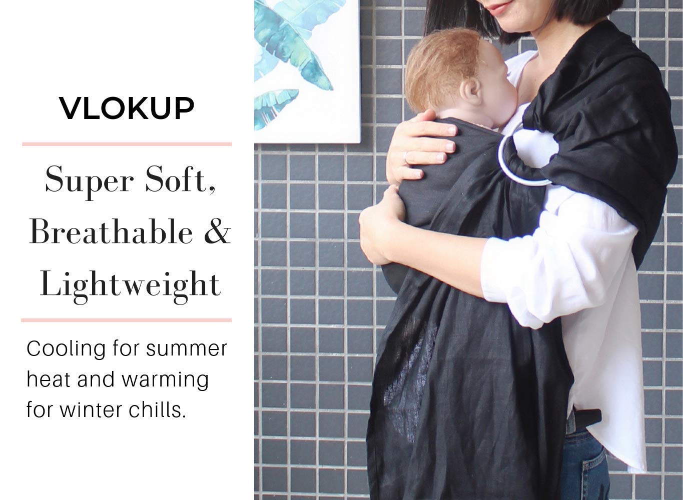 Vlokup Ring Sling M-position showcases hip-spine alignment for healthy positioning