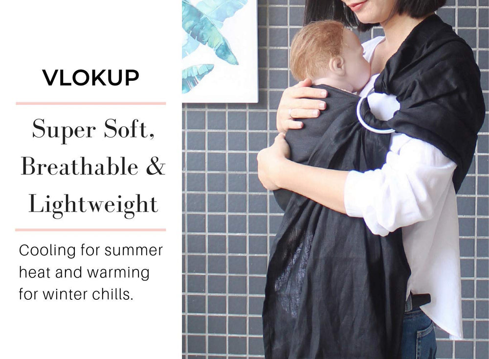 Vlokup Ring Sling M-position showcases hip-spine alignment for healthy positioning