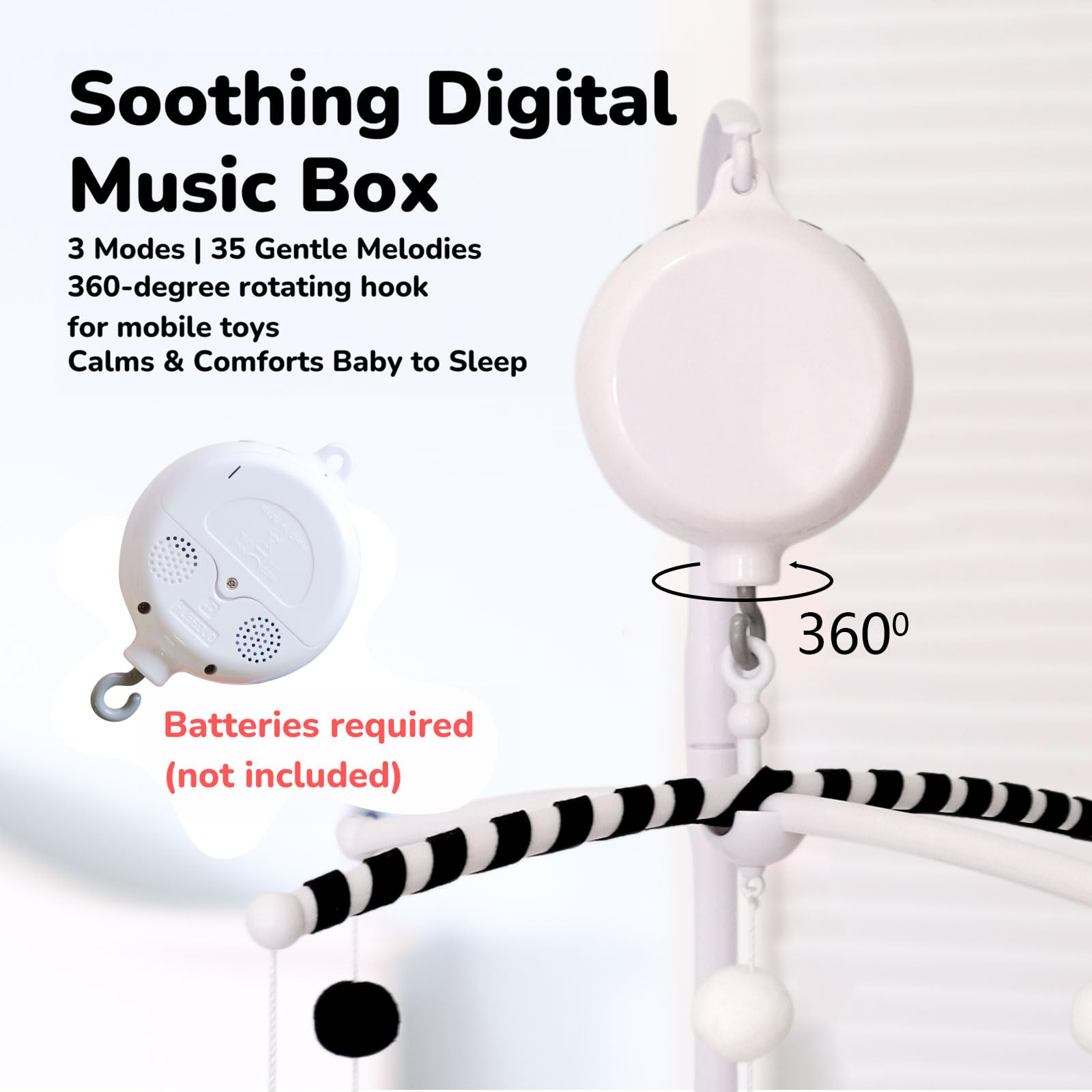 Vlokup three-modes lullabies highlight adaptable sleep options for soothing baby.