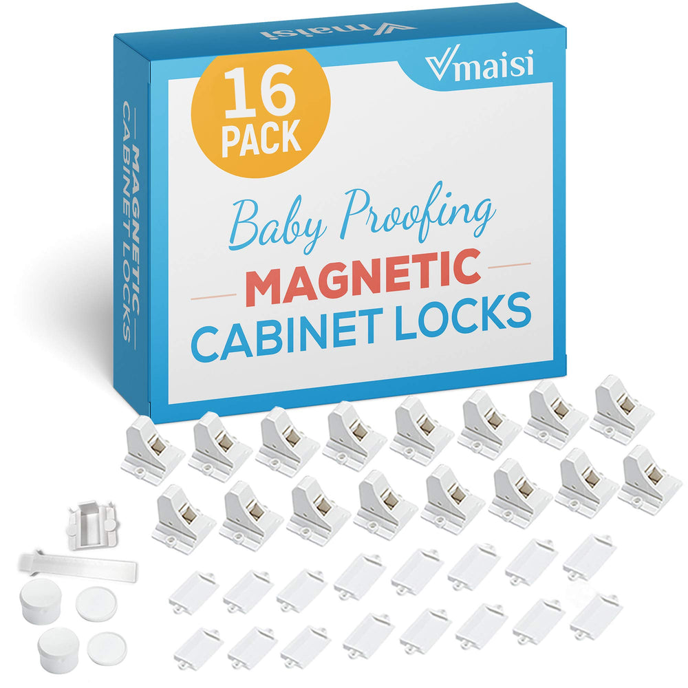 Vmaisi 16-pack cabinet locks shown for inside-installation enabling discreet childproofing