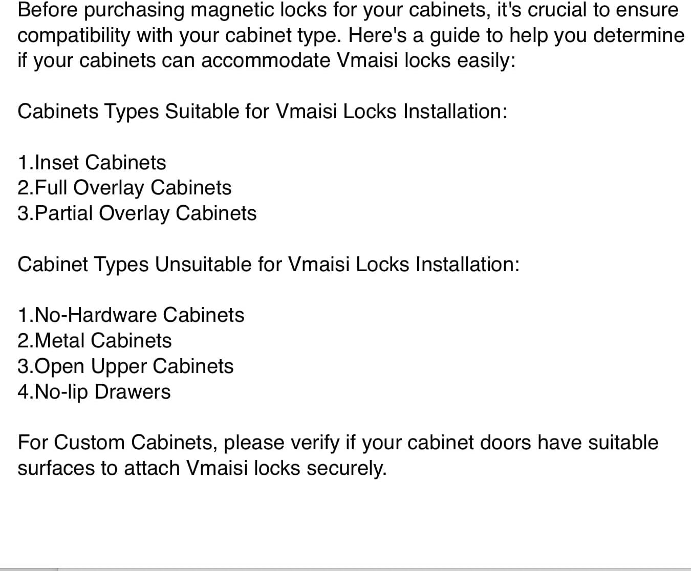 Vmaisi adhesive cabinet lock installation shown without tools