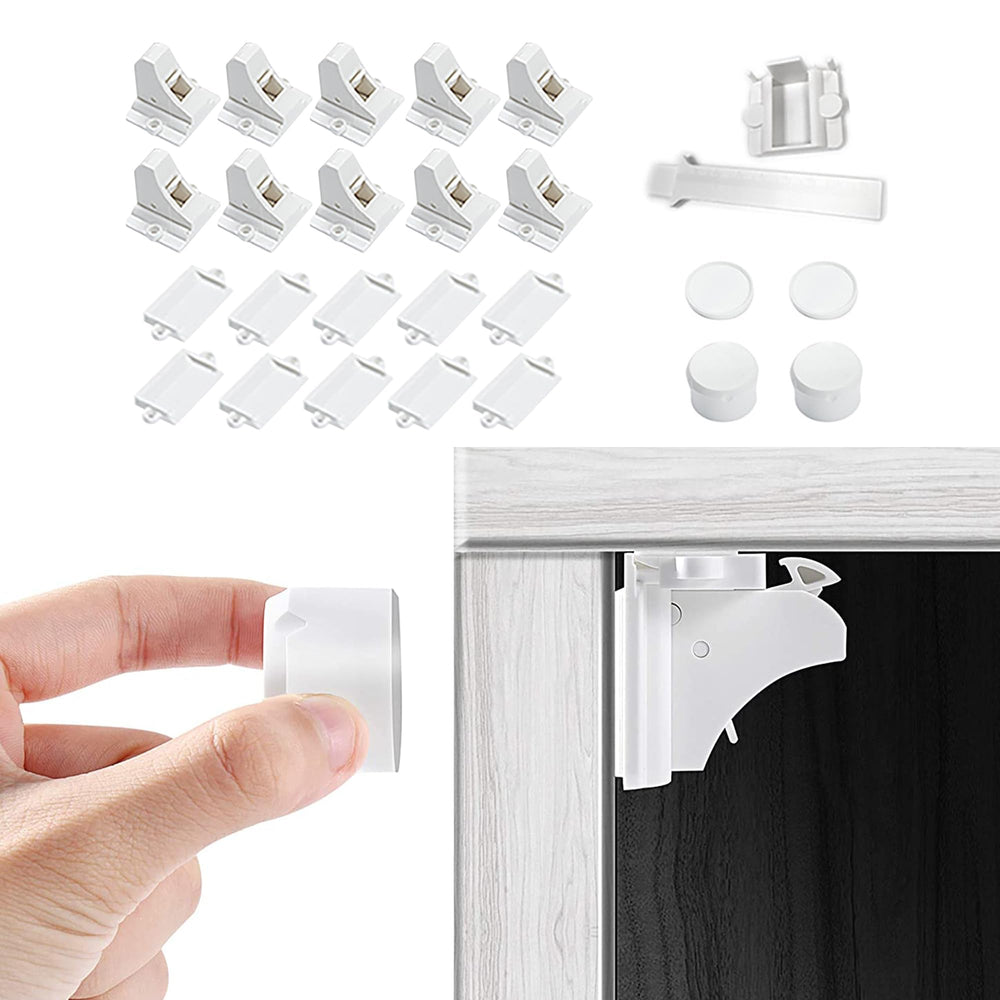 Vmaisi adhesive magnetic locks cabinet closeup highlights slim design for discreet installation.