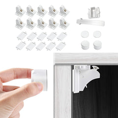 Vmaisi adhesive magnetic locks cabinet closeup highlights slim design for discreet installation.