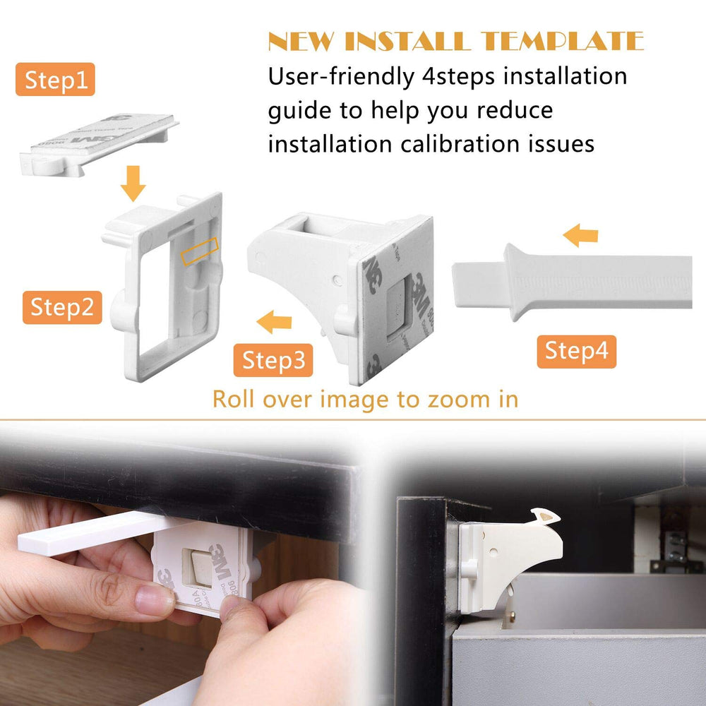 Vmaisi adhesive tape mounting ensures discreet security on drawers.