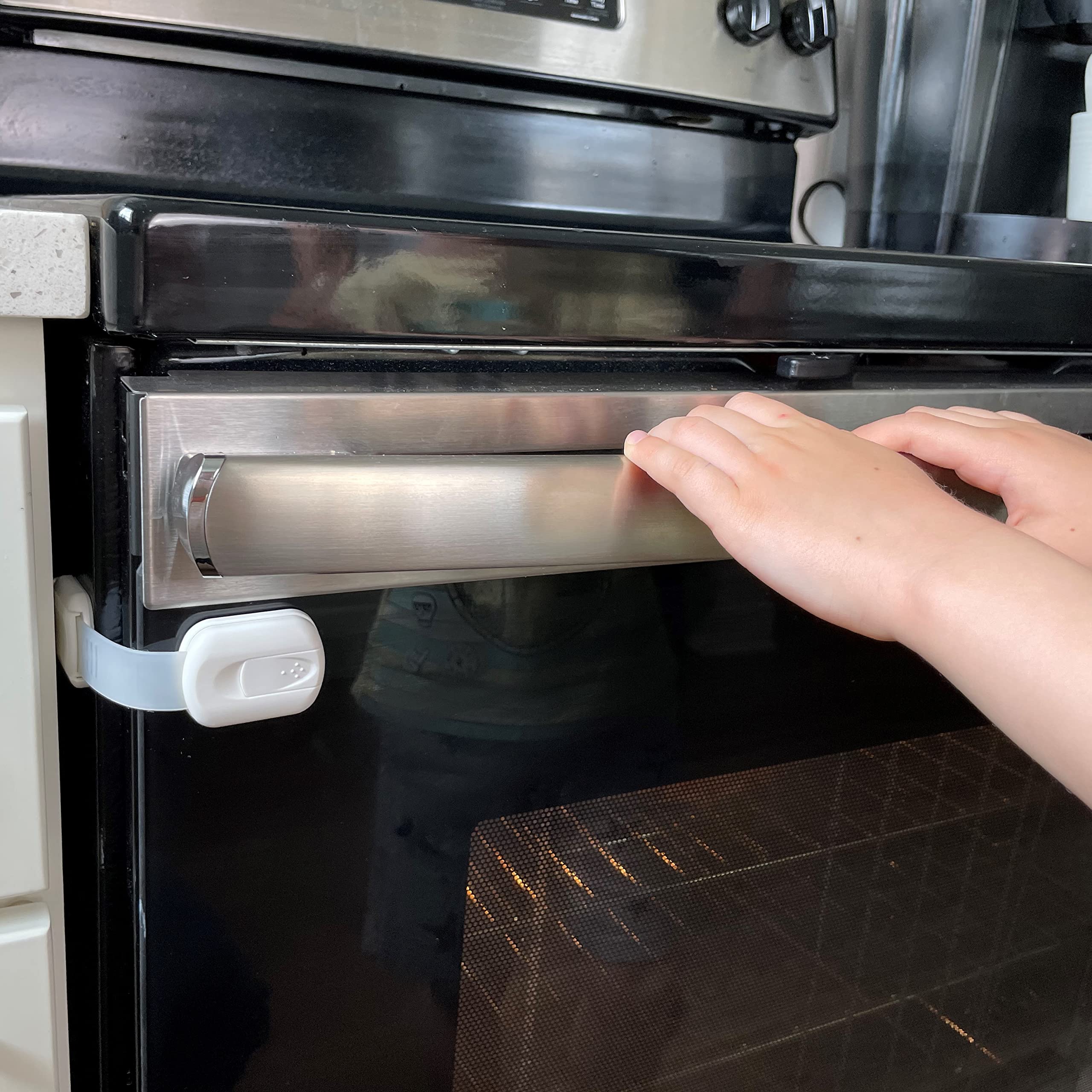 Vmaisi fridge lock helps manage fridge access, reducing toy and snack mishaps at mealtime.