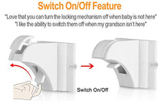 Vmaisi cabinet locks installation with peel-and-stick adhesive shows tool-free setup.