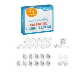 Vmaisi ChildProof Magnetic Cabinet Locks 11-locks 2-keys kit for safer storage.