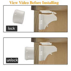 Vmaisi kitchen cabinet locks in-use protect toddlers from accessing drawers during meal prep.