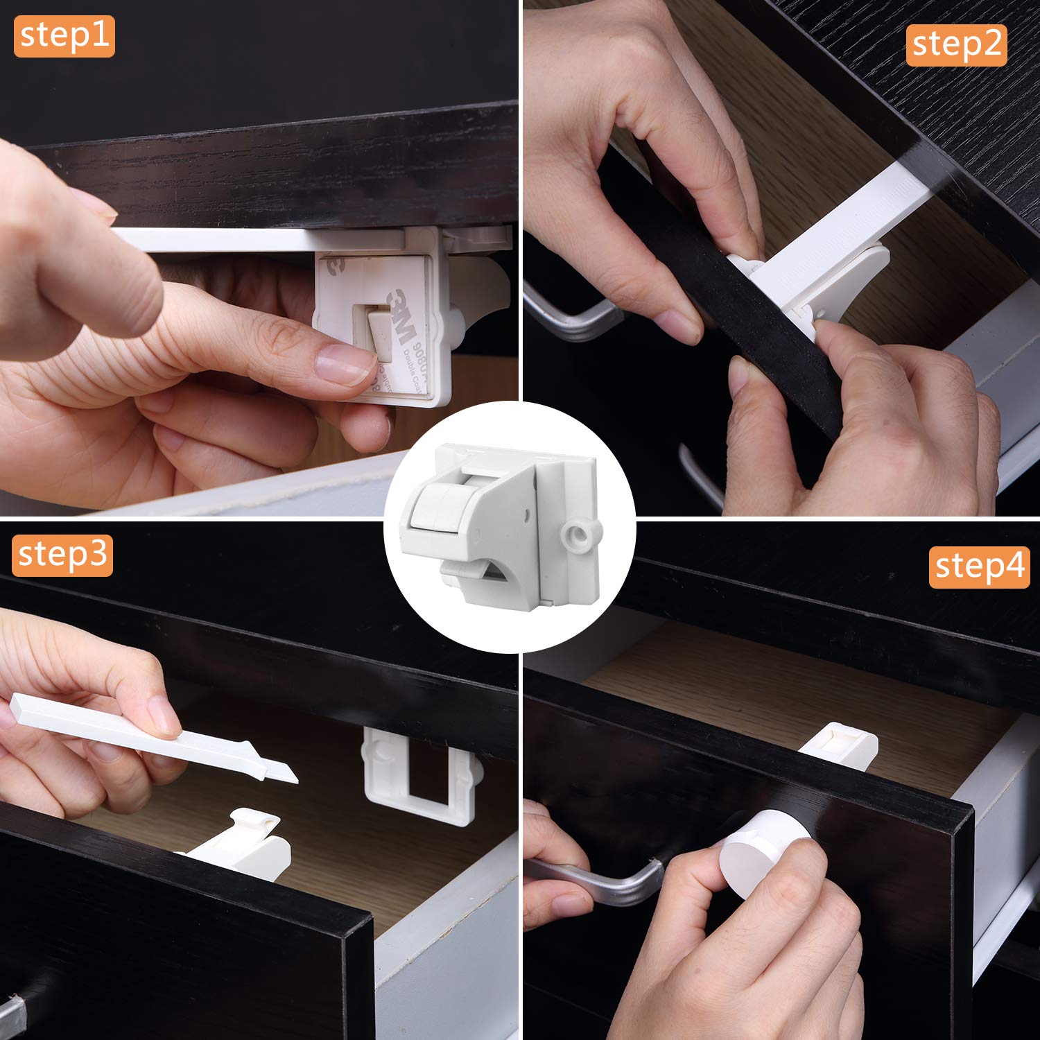 Vmaisi kitchen drawer secured with magnetic cabinet lock for peace of mind.