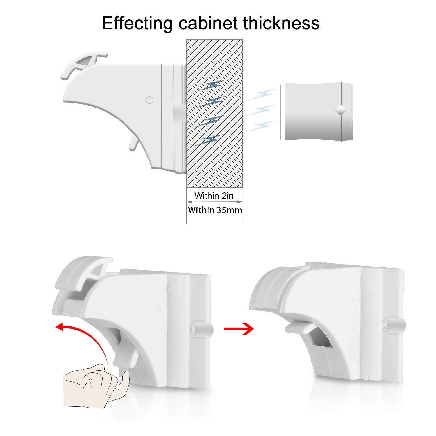 Vmaisi locks installed inside cabinet concealed from children.