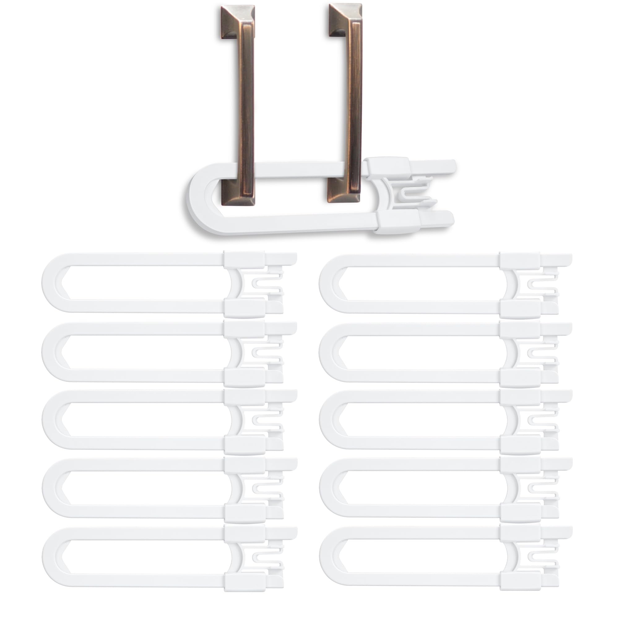 Vmaisi sliding cabinet lock pack10 on a kitchen cabinet for child safety.