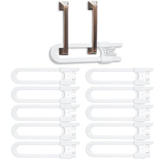 Vmaisi sliding cabinet lock pack10 on a kitchen cabinet for child safety.