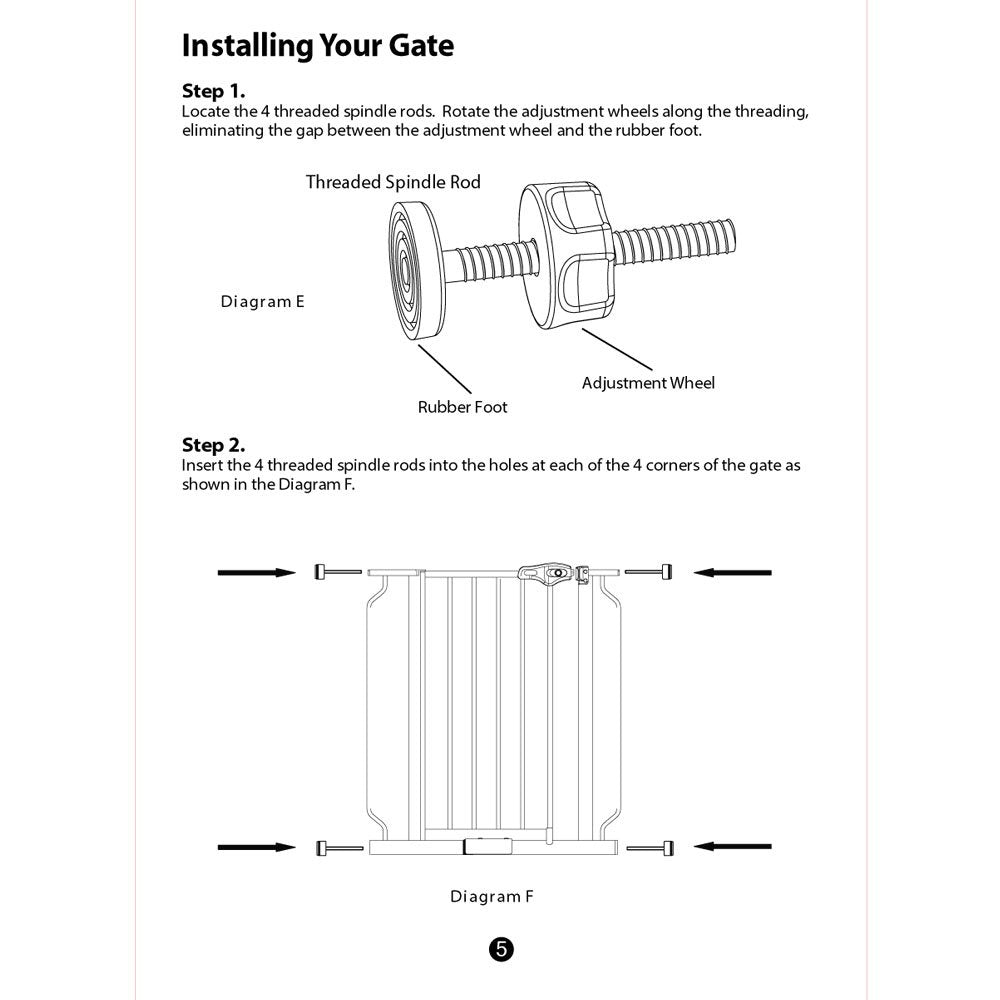 Vmaisi walk-through gate spindle rods for wide frames