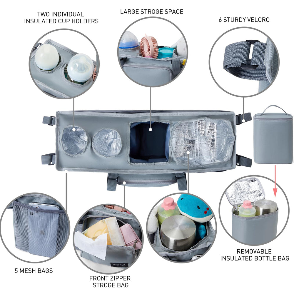 VMEECARL stroller organizer cooler bag maintains bottle temperature during walks