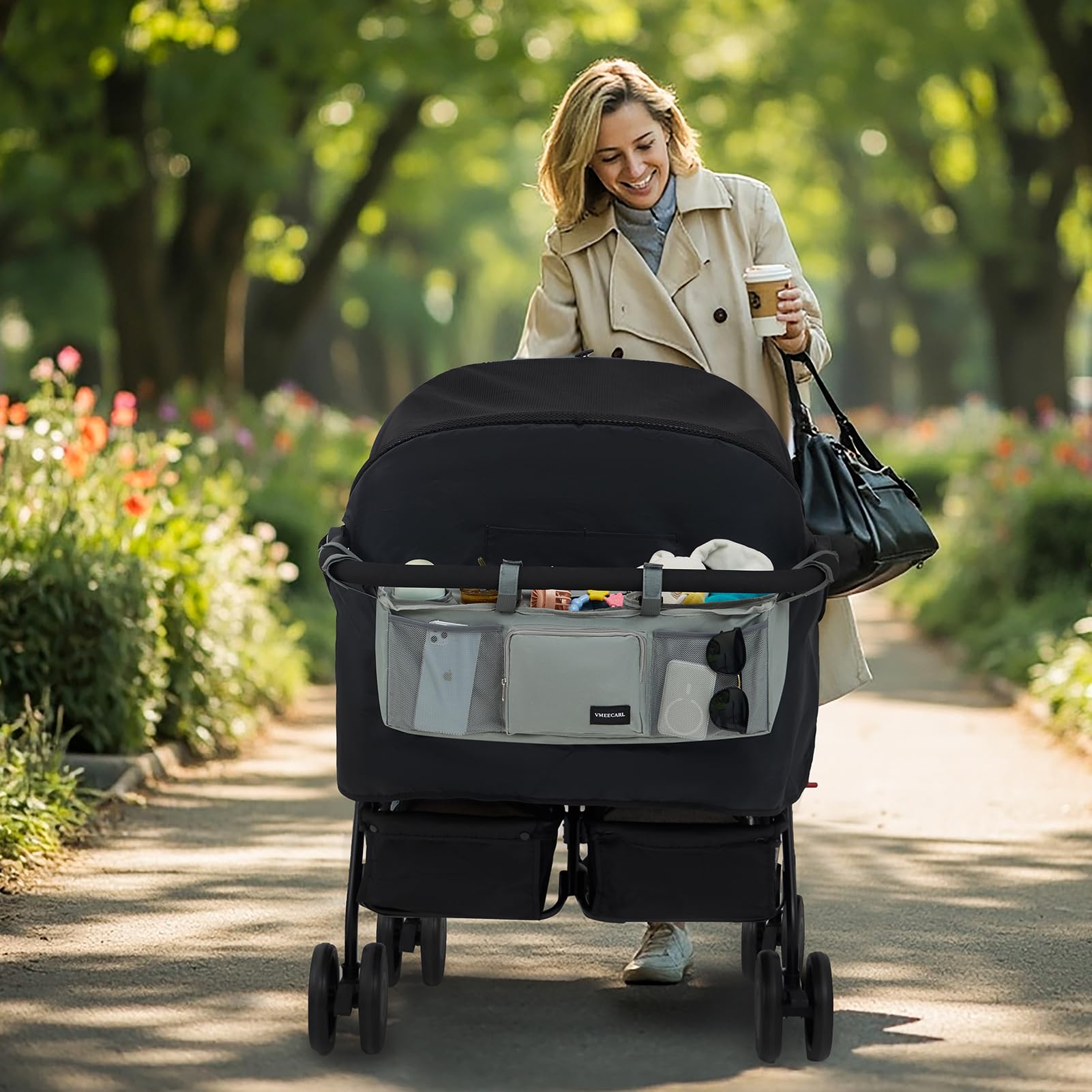 VMEECARL durable polyester construction with reinforced stitching for long-lasting stroller organization