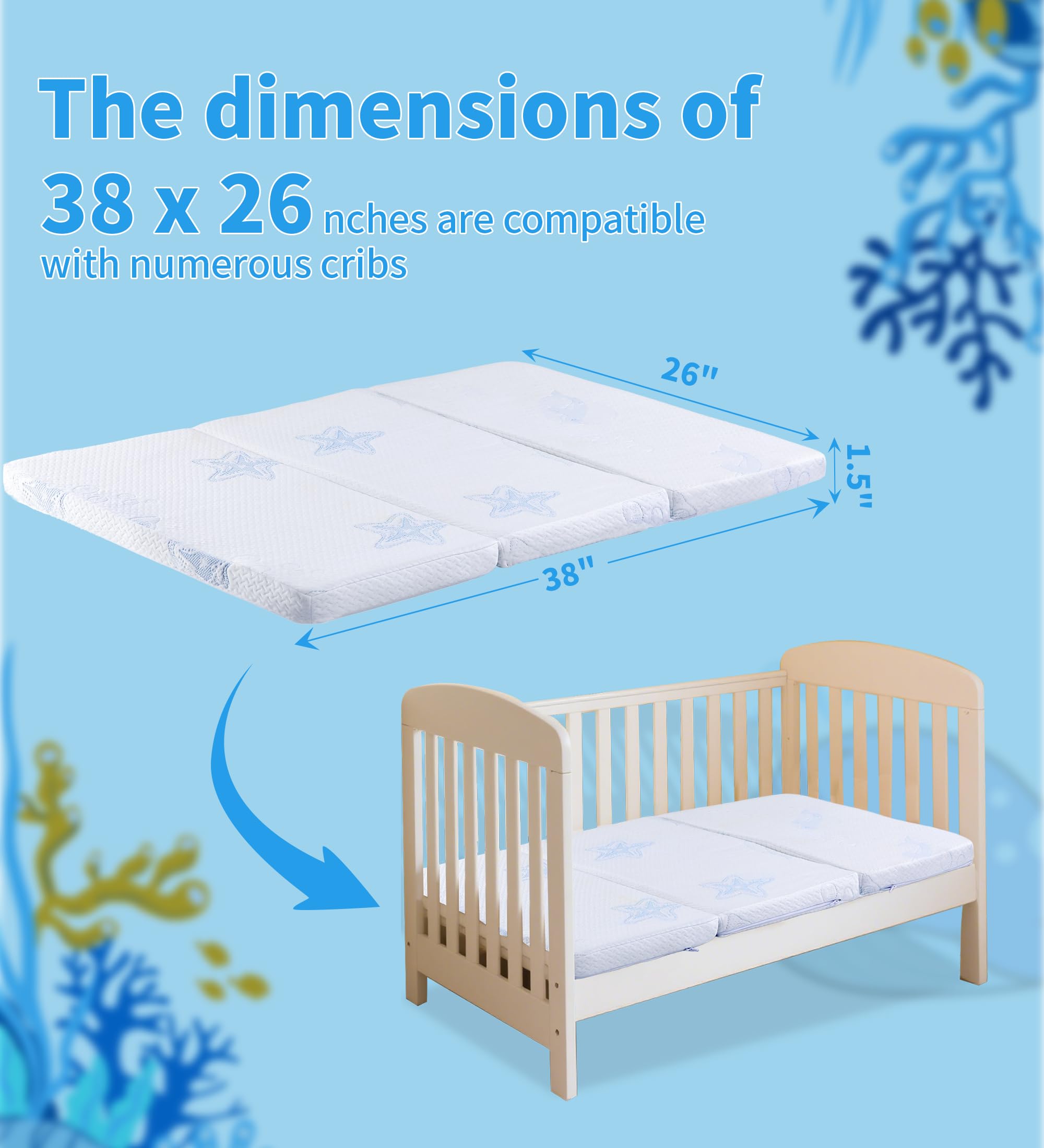 VMFKPNR pack and play mattress fits 38x26 cribs and playpens with snug corners