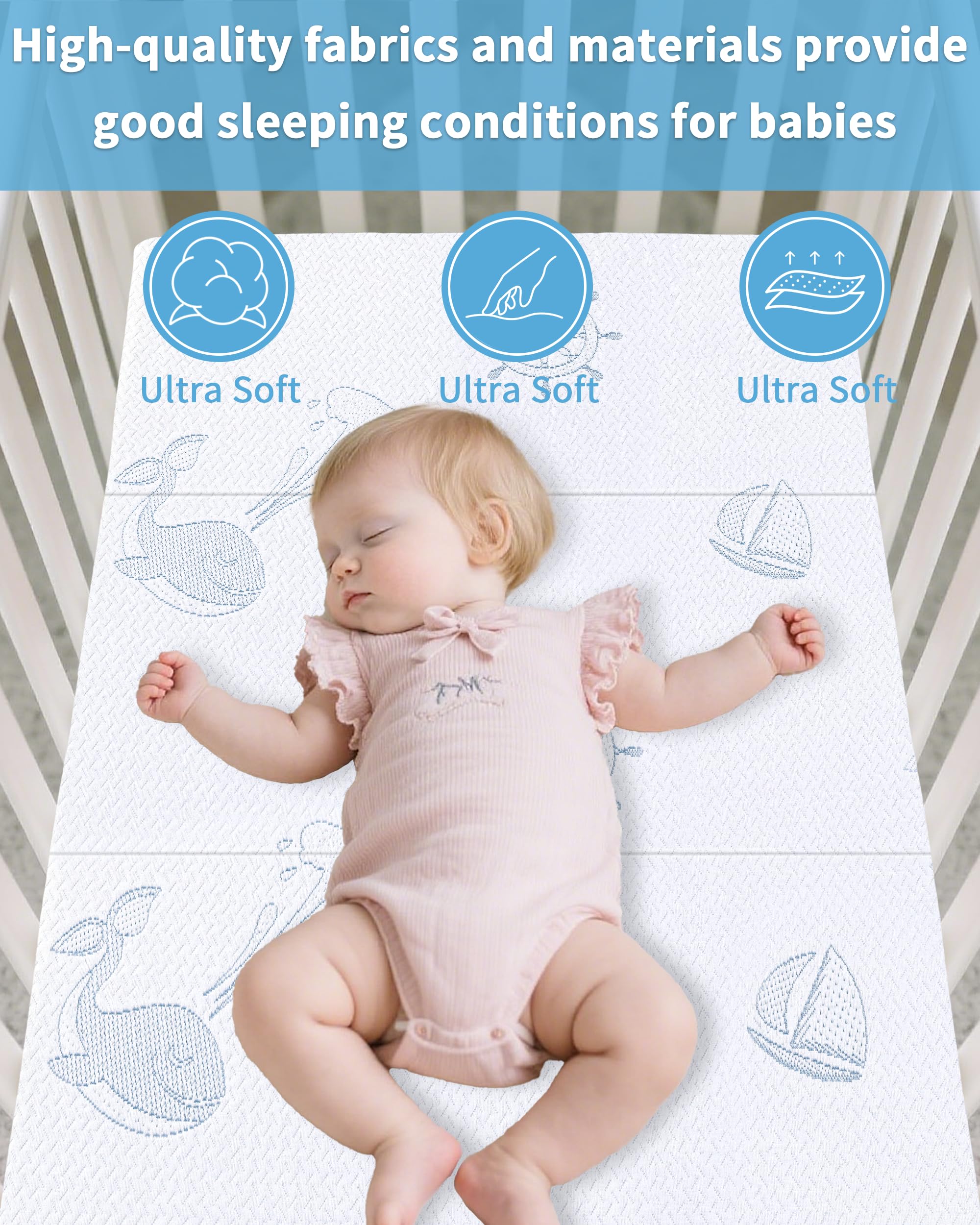 VMFKPNR trifold mattress featuring breathable cotton cover for year-round comfort.