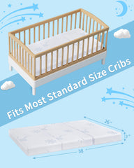 VMFKPNR trifold mattress with four-corner-fit keeping baby snug.