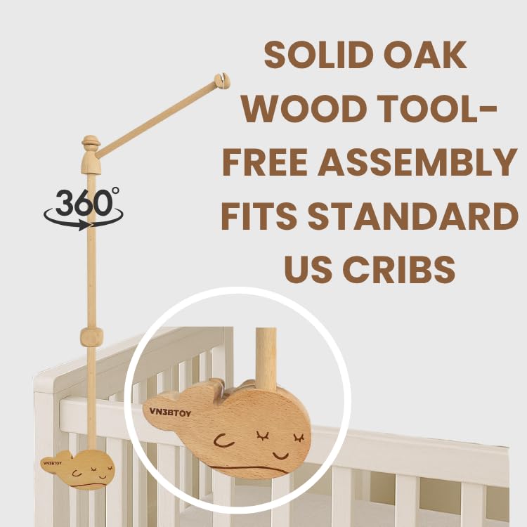 VN3BTOY adjustable wooden arm holder enables flexible mounting angles.