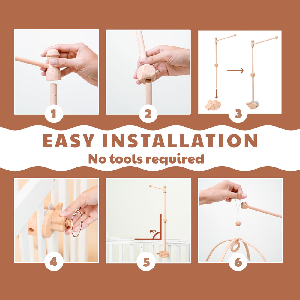 VN3BTOY anti-slip base keeps mobile steady on crib