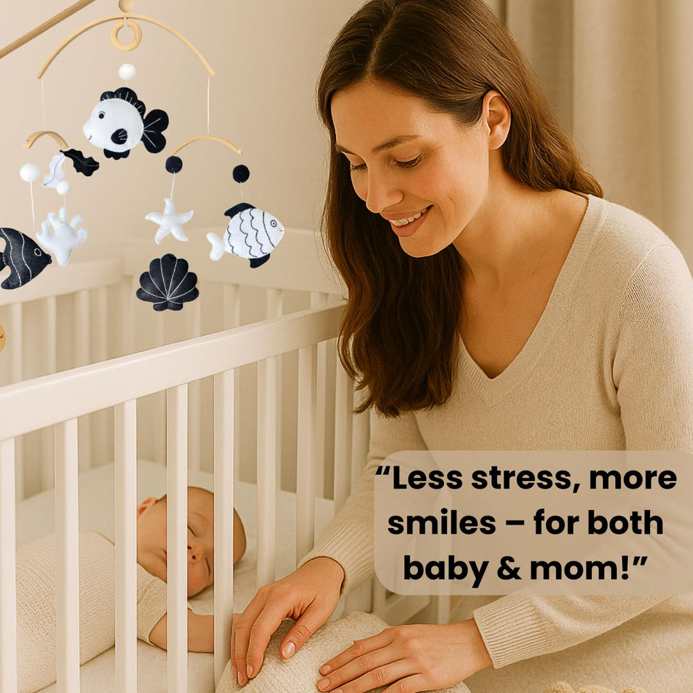 VN3BTOY Newborn visual development mobile promoting gentle visual tracking.