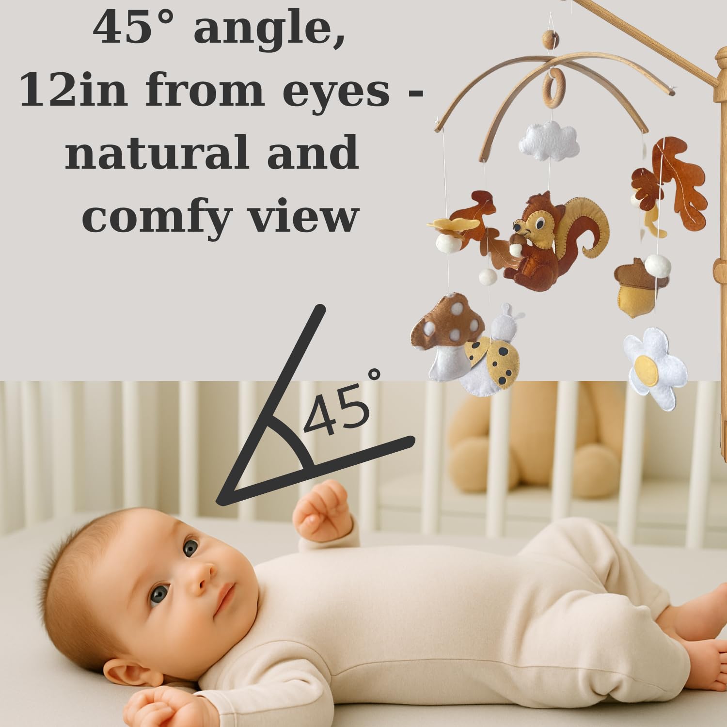 VN3BTOY clip-on mobile near changing table for simple transitions.