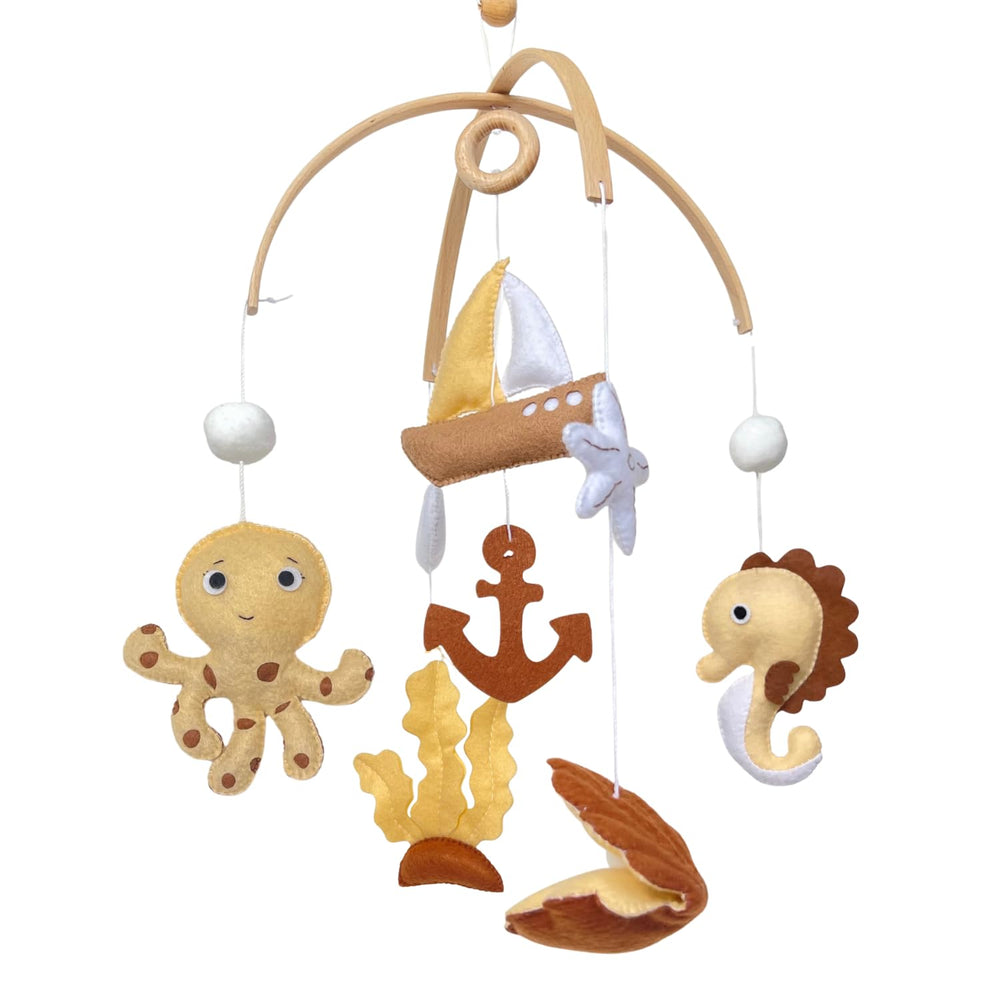 VN3BTOY ocean mobile octopus close-up shows soft felt texture for calming naptime visuals