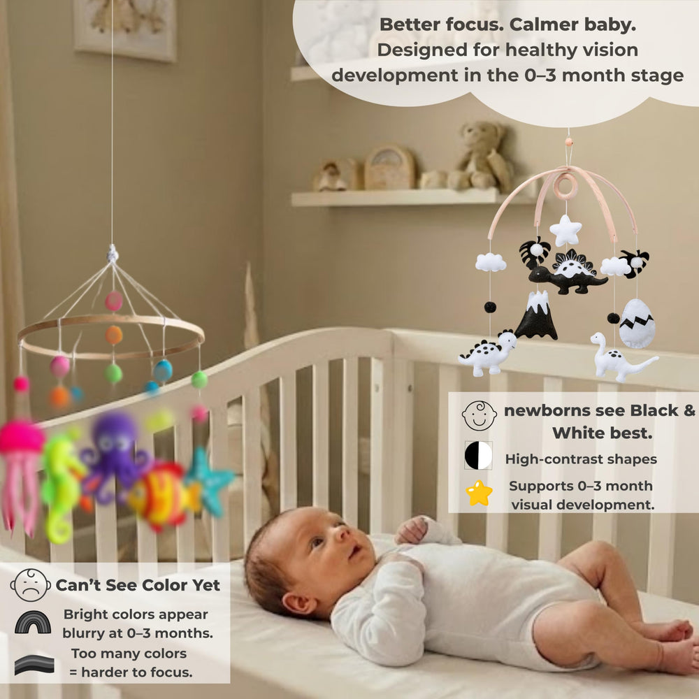 VN3BTOY crib attachment-ready mobile design for quick setup