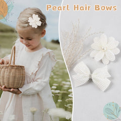 VOBOBE pearl hair bow clip for baby’s fine hair holds secure all day