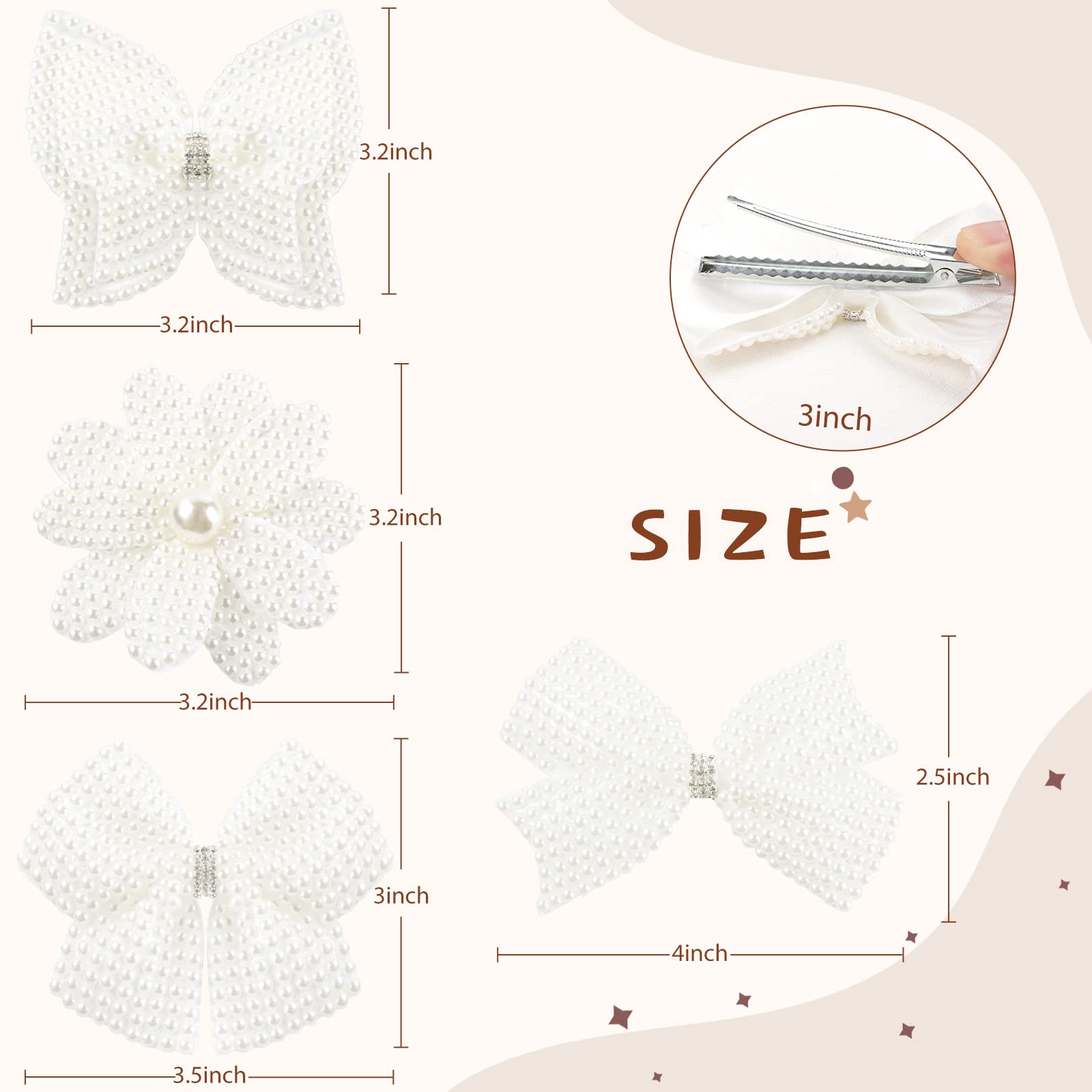 VOBOBE large white pearl bow fits toddlers and older kids with charming style