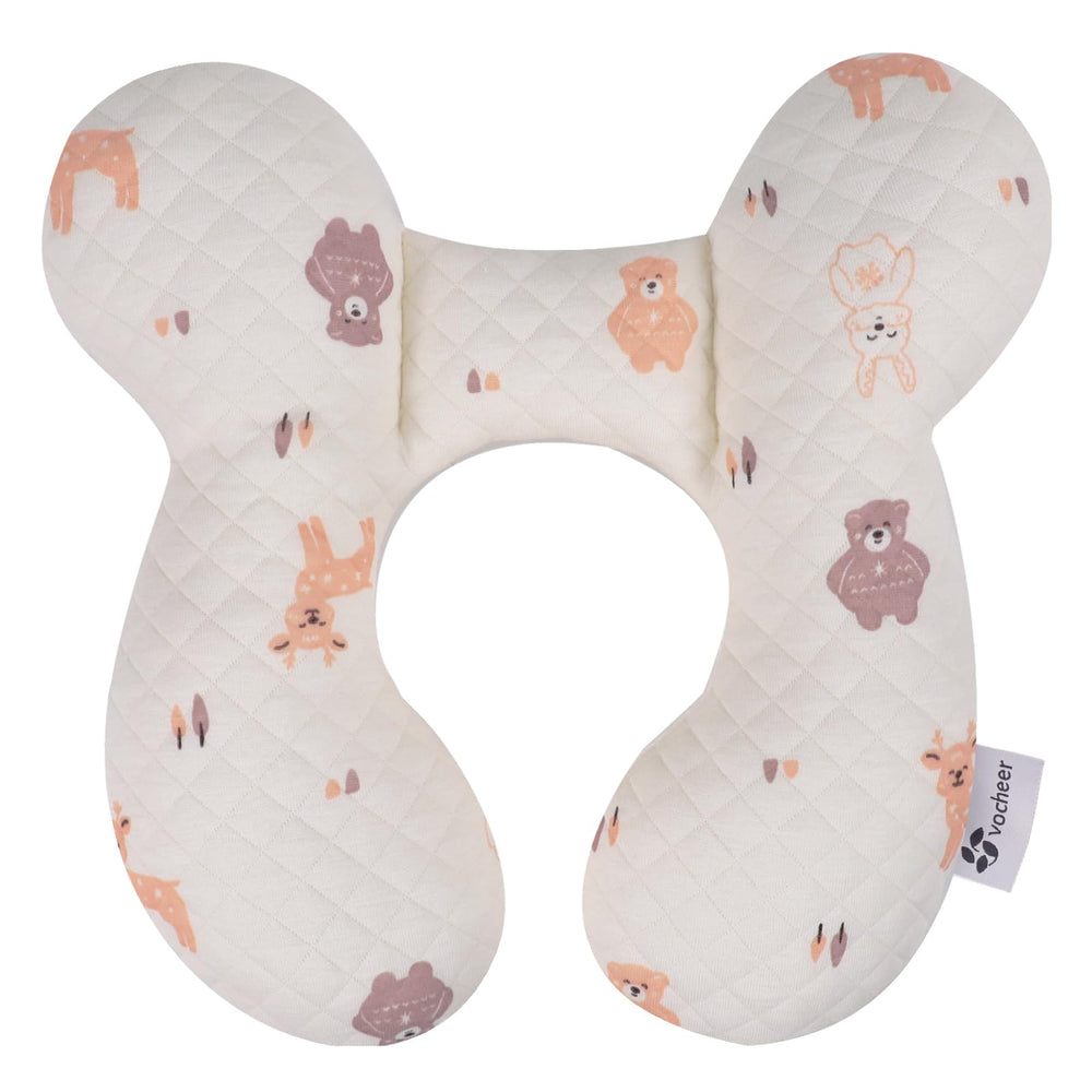 vocheer baby neck pillow upgraded in deer-pattern offering gentle head support on travels