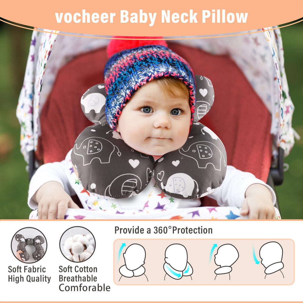 Vocheer Baby Travel Pillow cotton fabric closeup emphasizes soft texture and durable materials for daily use.