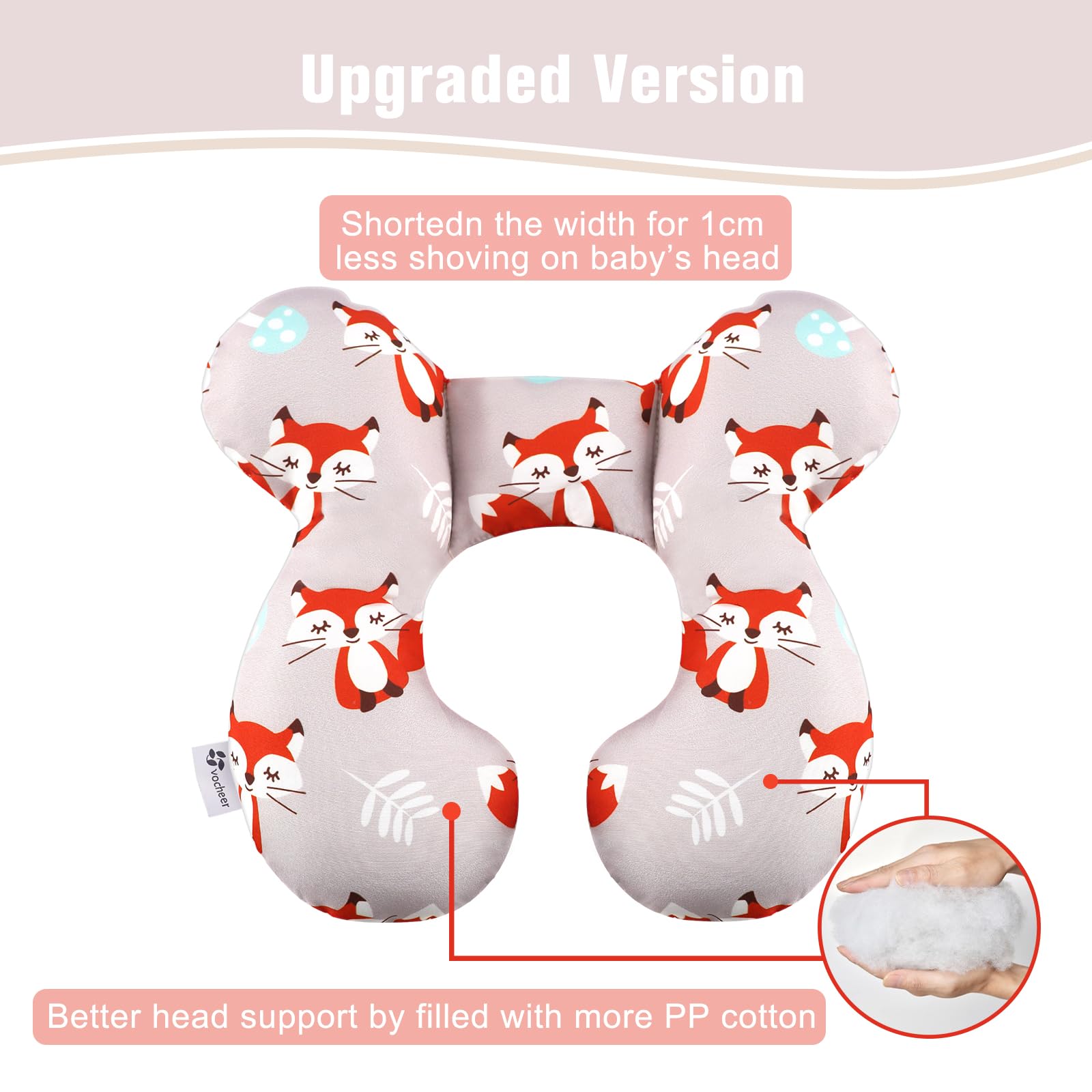 Vocheer baby head neck support pillow cradles the neck for stroller and car seat comfort