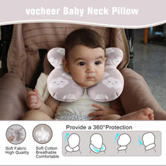 Vocheer travel pillow promotes neck stability in car seats and strollers