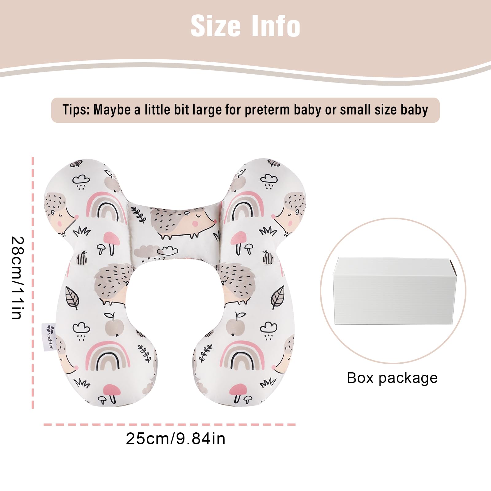Vocheer Baby Travel Pillow machine-washable for quick cleanups between trips