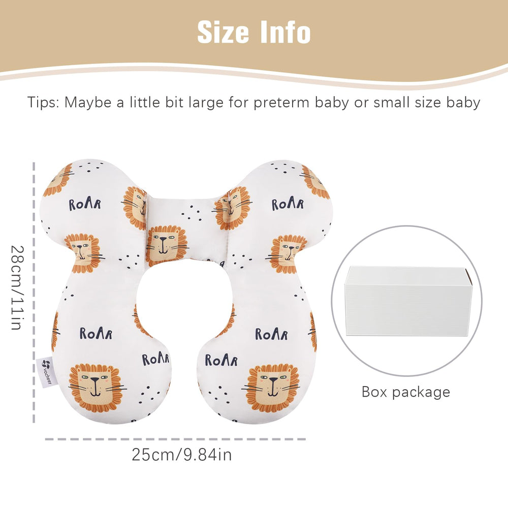 vocheer Baby Travel Pillow upgraded in car seat shows cradle for steady head position