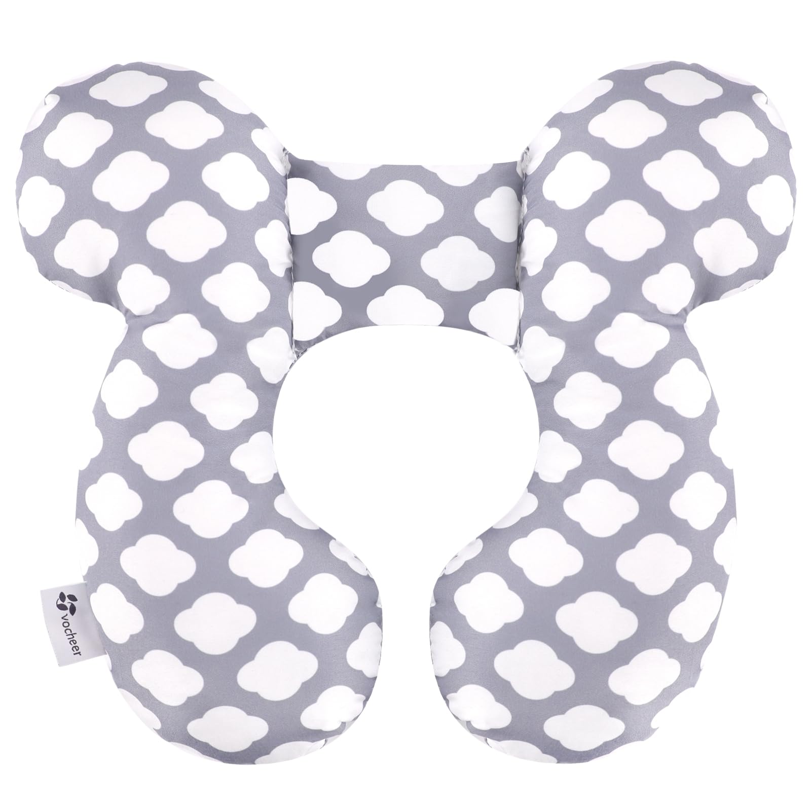 vocheer Baby Travel Pillow upgraded U-shape side view shows supportive head protection.
