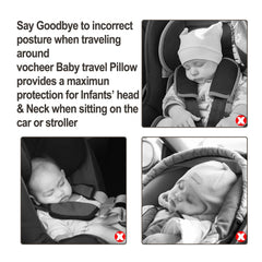 Vocheer Baby Travel Pillow U-shaped design demonstrates enhanced alignment and reduced neck strain.