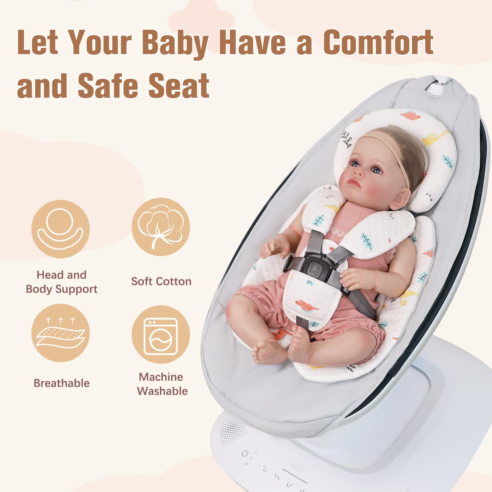 vocheer newborn insert dinosaur pattern adds playful visual appeal during sits and sways