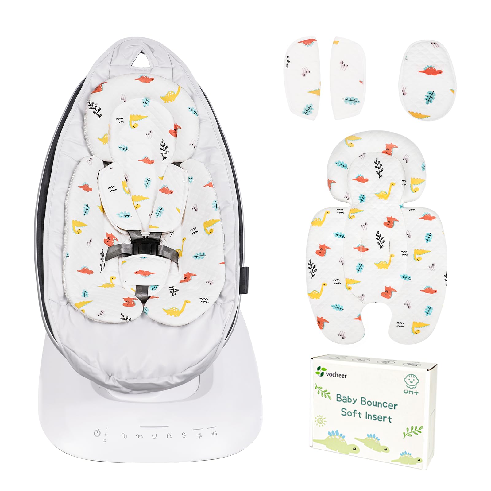 vocheer newborn insert shown in swing offers cozy support for peaceful moments