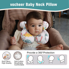 vocheer pushchair-stroller-travel-pillow cushions the head during bumpy rides and walks.