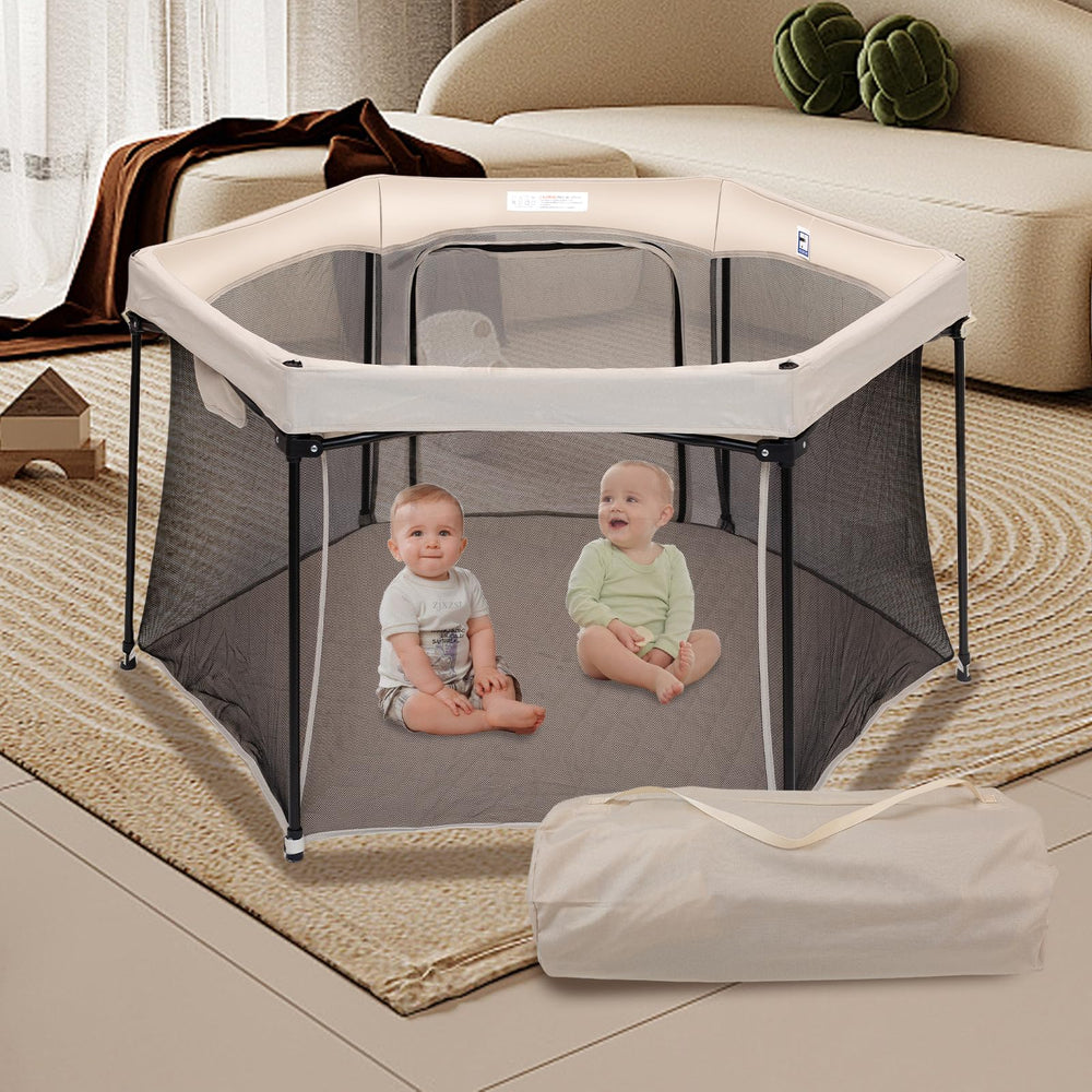 Vodipetko baby playpen 53x53-inch khaki creating a spacious safe play area