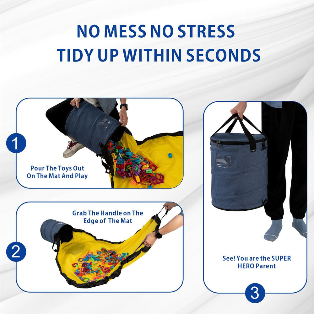 Vogano foldable storage bin blue features quick collapse for effortless packing