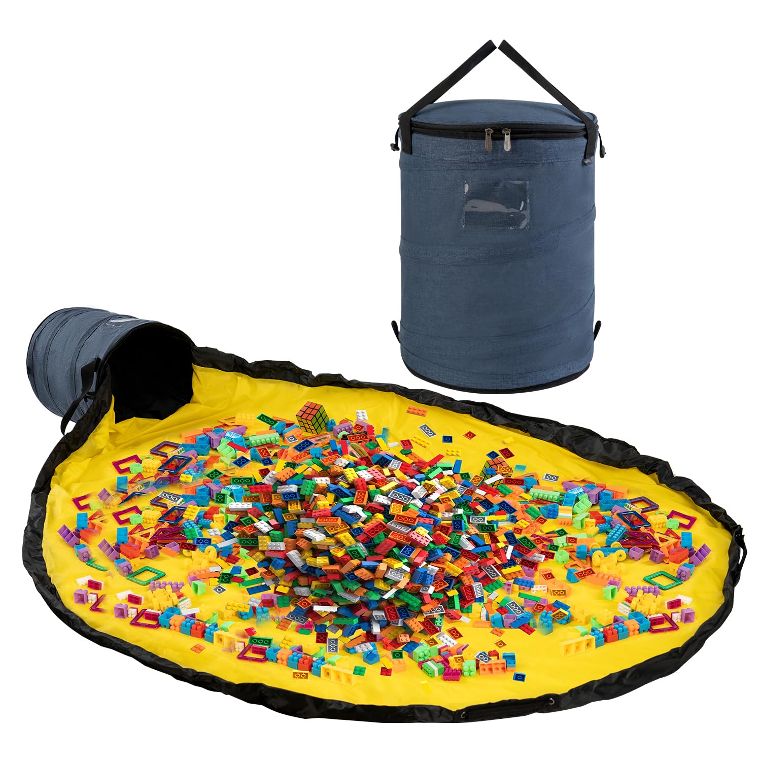Vogano toy storage organizer foldable basket blue enables easy transport and tidy toy storage