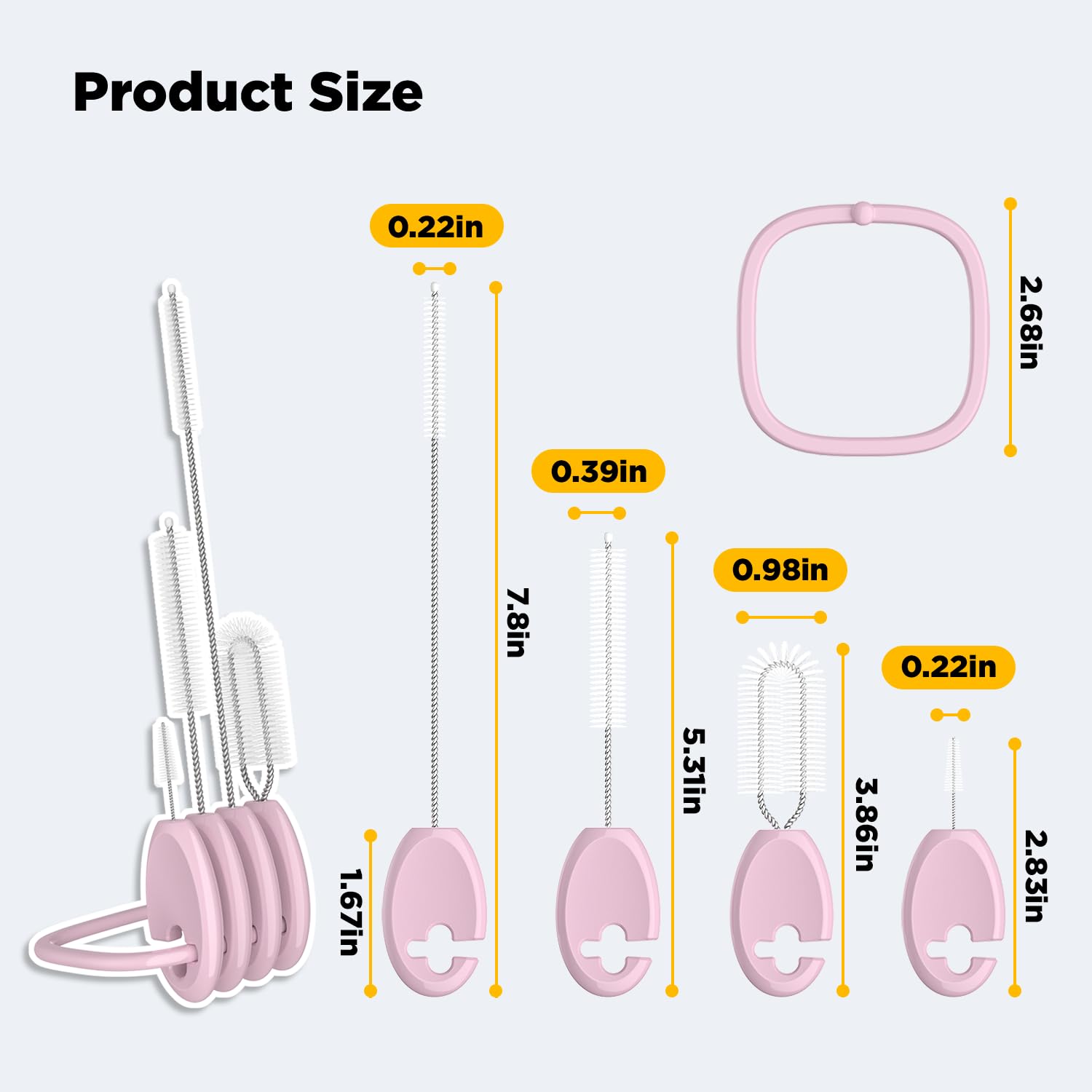 VOGOGE Baby Straw Brush Set shows 4-in-1 brushes for hard-to-reach areas.